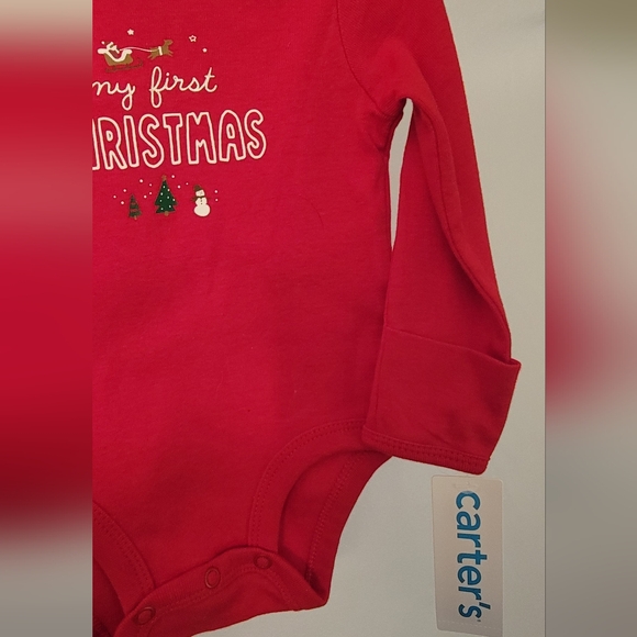 NWT Carters "My First Christmas" Onesie 3 Month Long Sleeve - Picture 5 of 9